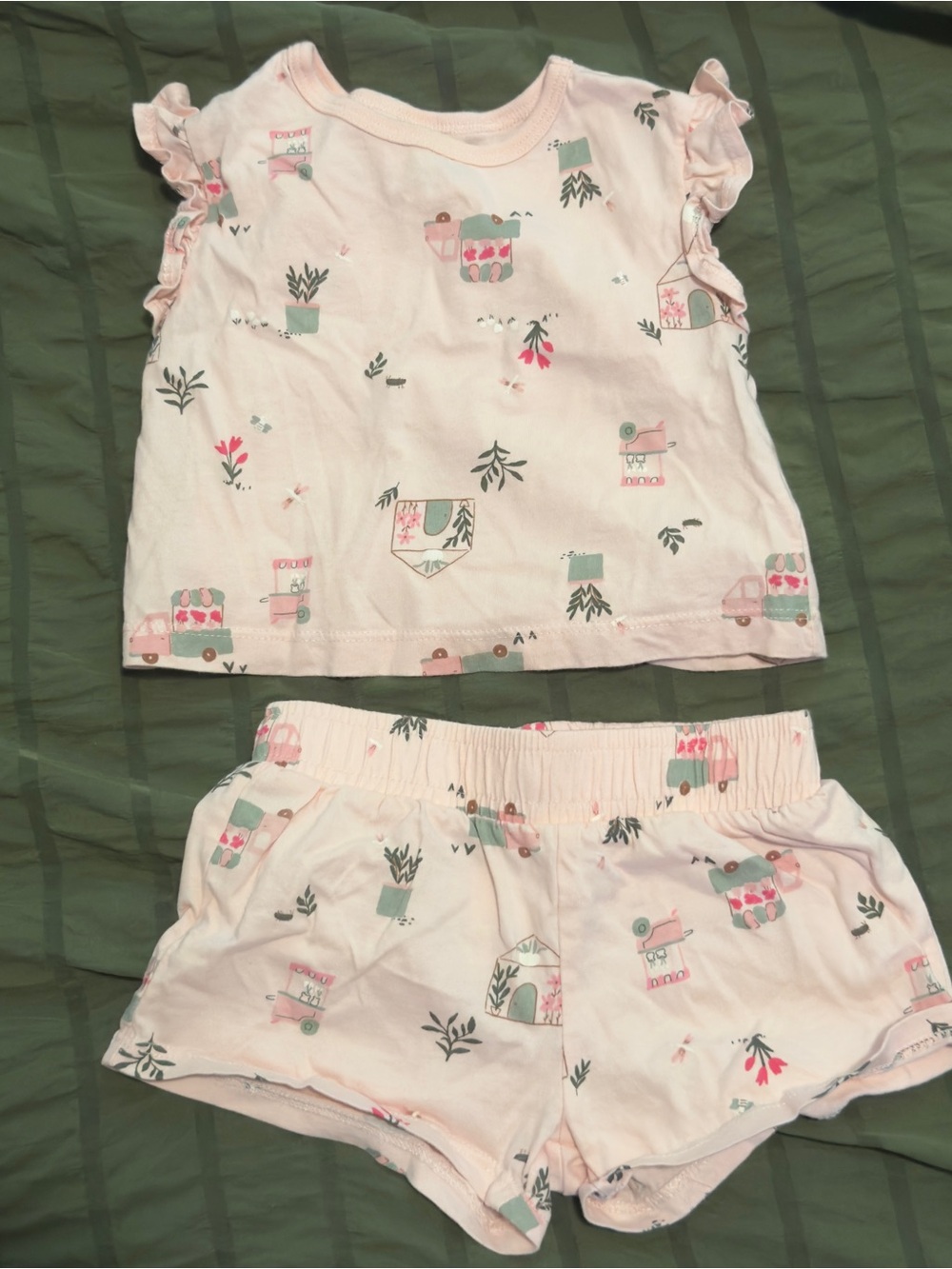 Girls' Pink Floral Camper Short Set